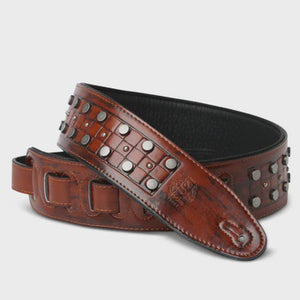 ISUZI DLX21-1 Light Brown Garment Leather Guitar Strap