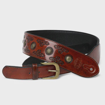 IZUZI VPB20-2 Orange Leather Buckle Guitar Strap
