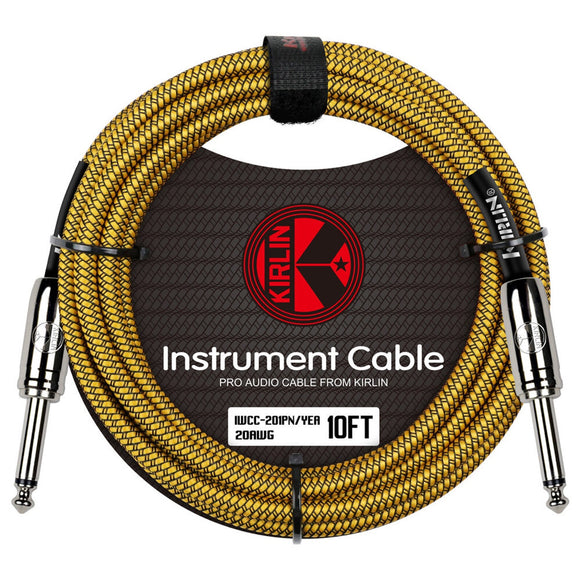 Kirlin Instrument Cable 10FT Angled Gold