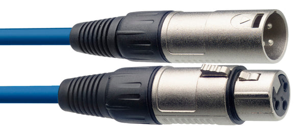 Microphone cable, XLR/XLR (m/f), 3 m (10'), Blue