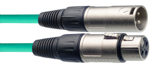 Microphone cable, XLR/XLR (m/f), 3 m (10'), Green