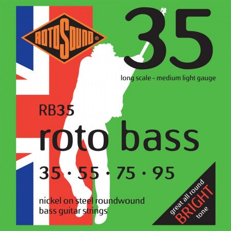 RB35 Nickel On Steel Roundwound Bass Guitar Strings 0.35-0.95