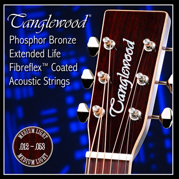 Tanglewoos Phosphor Bronze Medium Light Acoustic Strings .012-.053