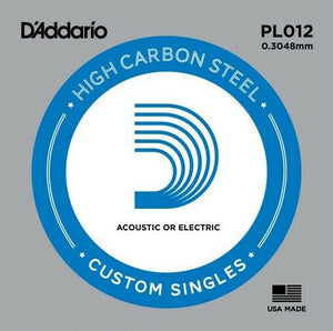 D'Addario PL012 Plain Steel Guitar Single String