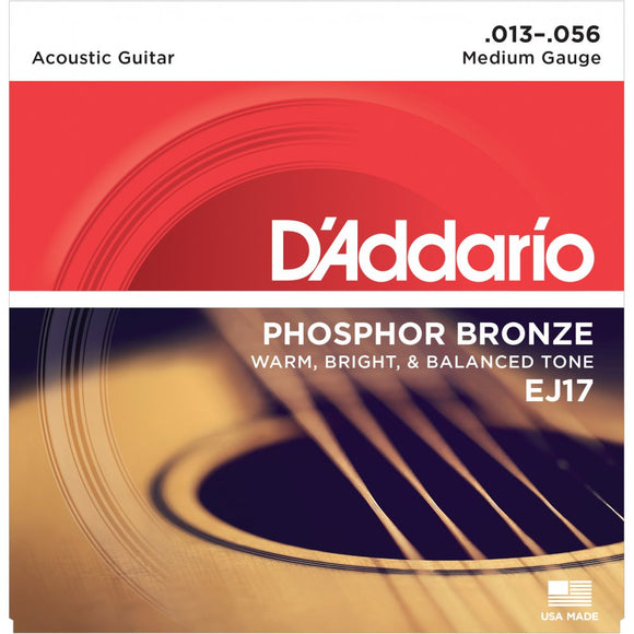 D'Addario Medium Phosphor Bronze Guitar Strings 0.056-0.013