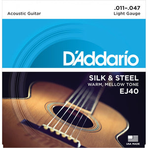 D'addario EJ40 Silk & Steel 11-47 Acoustic Strings