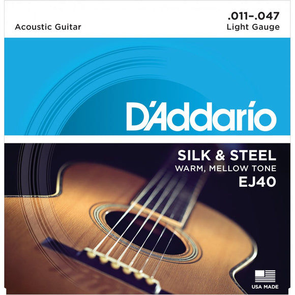 D'addario EJ40 Silk & Steel 11-47 Acoustic Strings