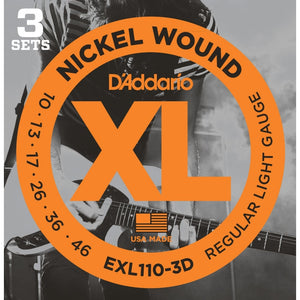 EXL110-3D D'addario EXL 10-46 Electric Guitar 3 Pack