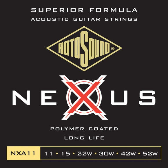 NXA11 NEXUS Superior Formuila 11-52, Polymer Coated Acoustic Guitar Strings