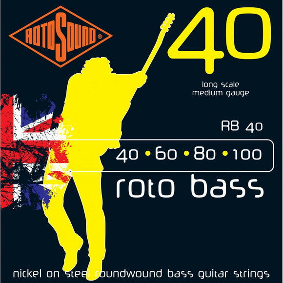 RB40 Nickel On Steel Roundwound Bass Guitar Strings 0.40-1.0