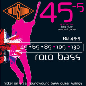 RB45-5 Nickel On Steel Roundwound Bass Guitar 5 String 0.45-1.3